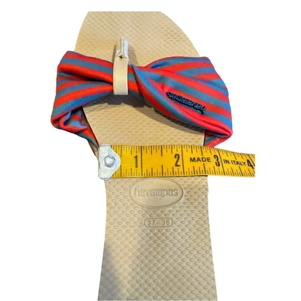HAVAIANAS SIZE 10 TAN-MULTI STRIPE FLIP FLOP SANDALS Size 37/38 (6/7)